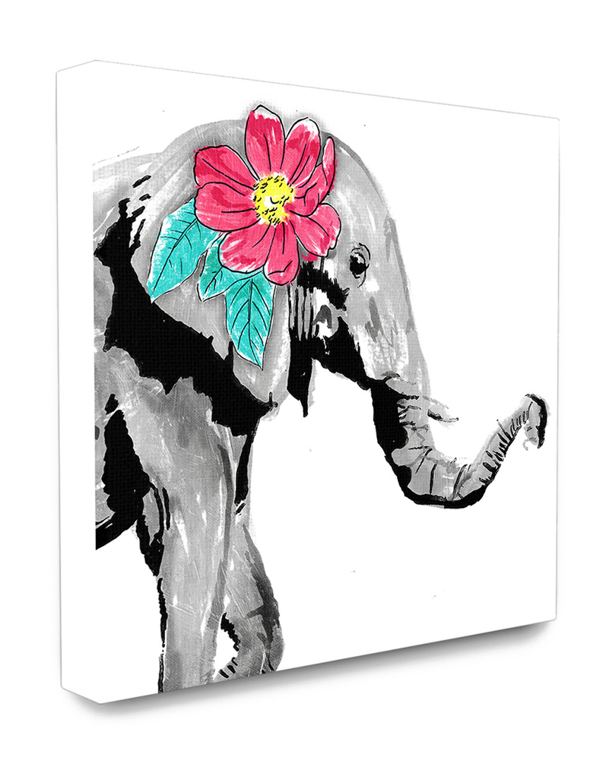 Stupell Home Decor Elephant With Floral Pop
