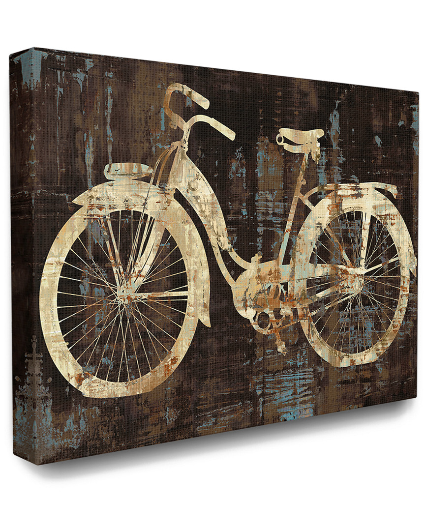 Stupell Black Tan And Blue Distressed Bicycle Silhouette