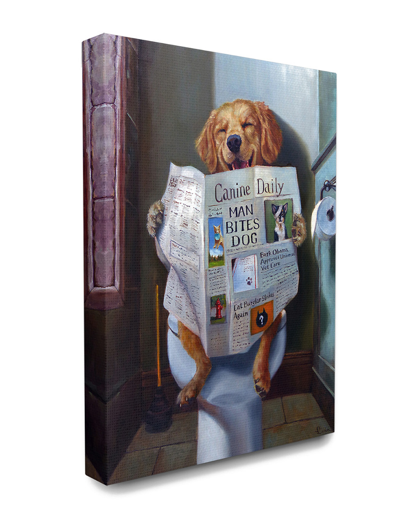 Stupell Dog Reading The Newspaper On Toilet Painting
