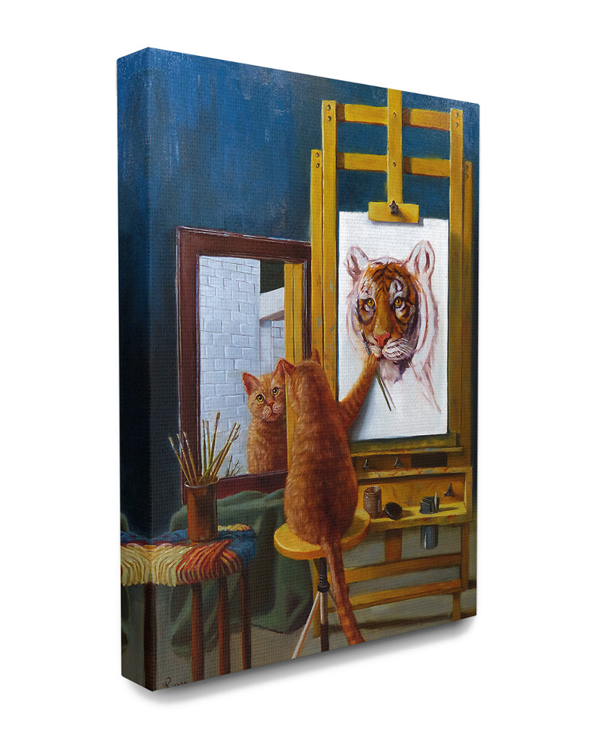 Stupell Home Decor Collection Cat Confidence Self Portrait As A Tiger Funny Painting