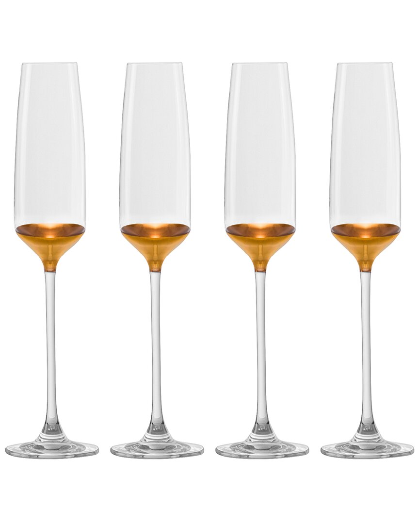 Barski European Handmade Lead-free Crystalline Champagne Flutes Set Of 4 In Clear