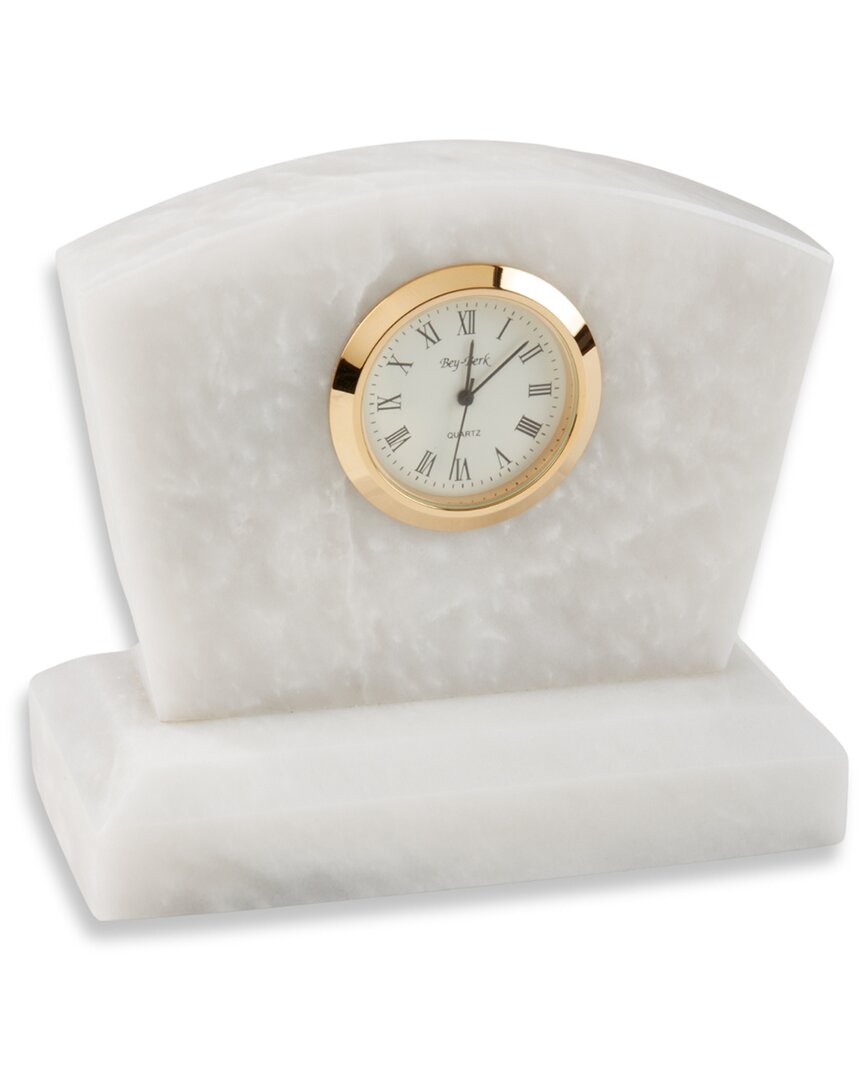 Bey-berk Genuine Marble Desk Clock In White