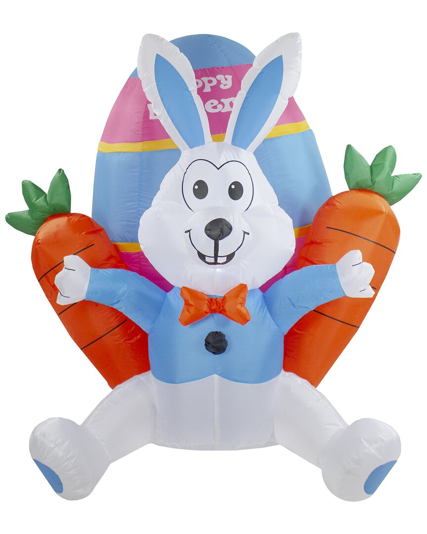 Shop Northlight 4ft Inflatable Lighted Easter Bunny With Carrots Outdoor Džcor In Orange
