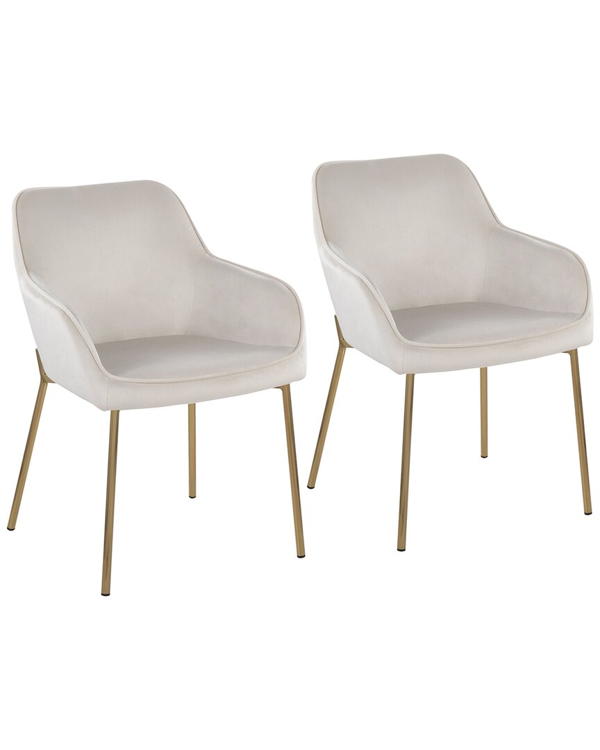 Lumisource Daniella Dining Chair - Set Of 2 Cream In Gold