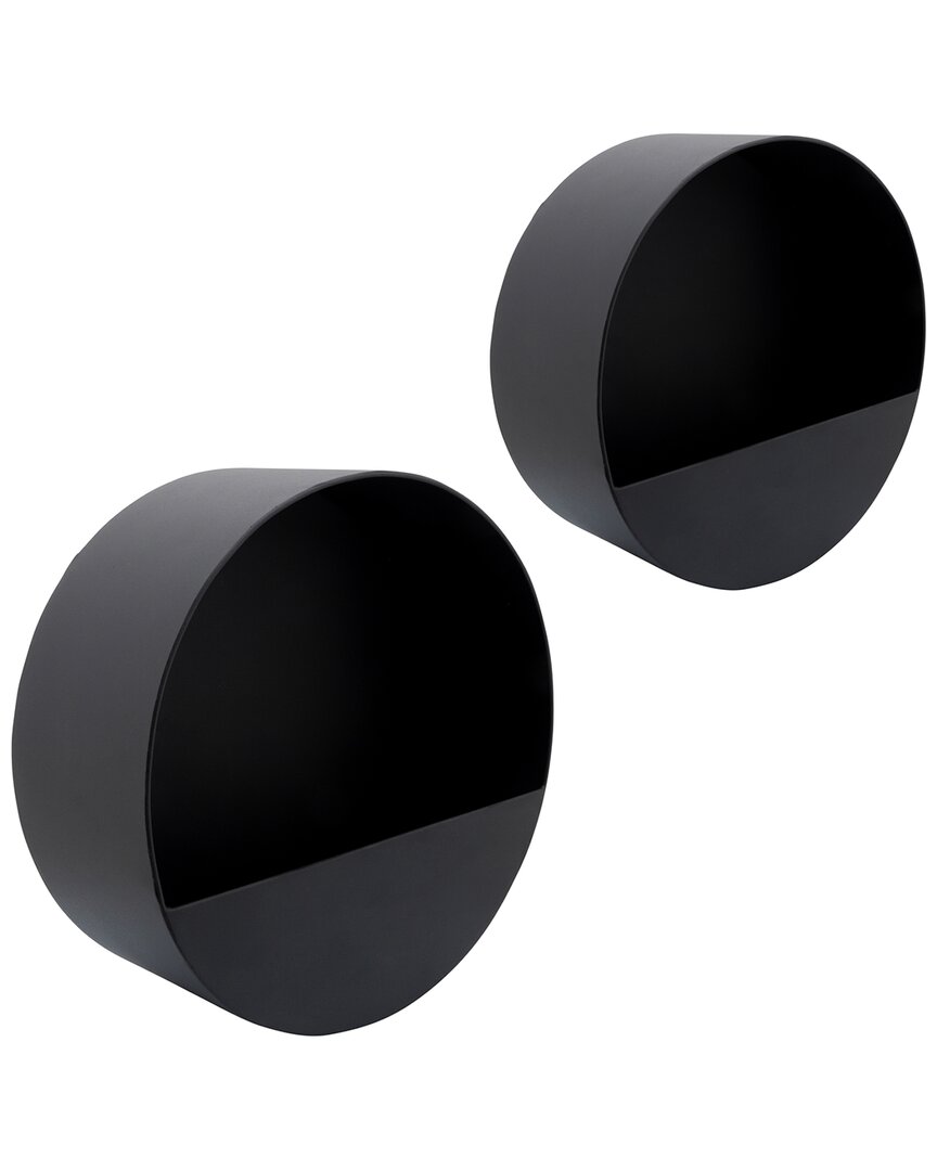 Sagebrook Home Metal Set Of 2 Wall Planters In Black