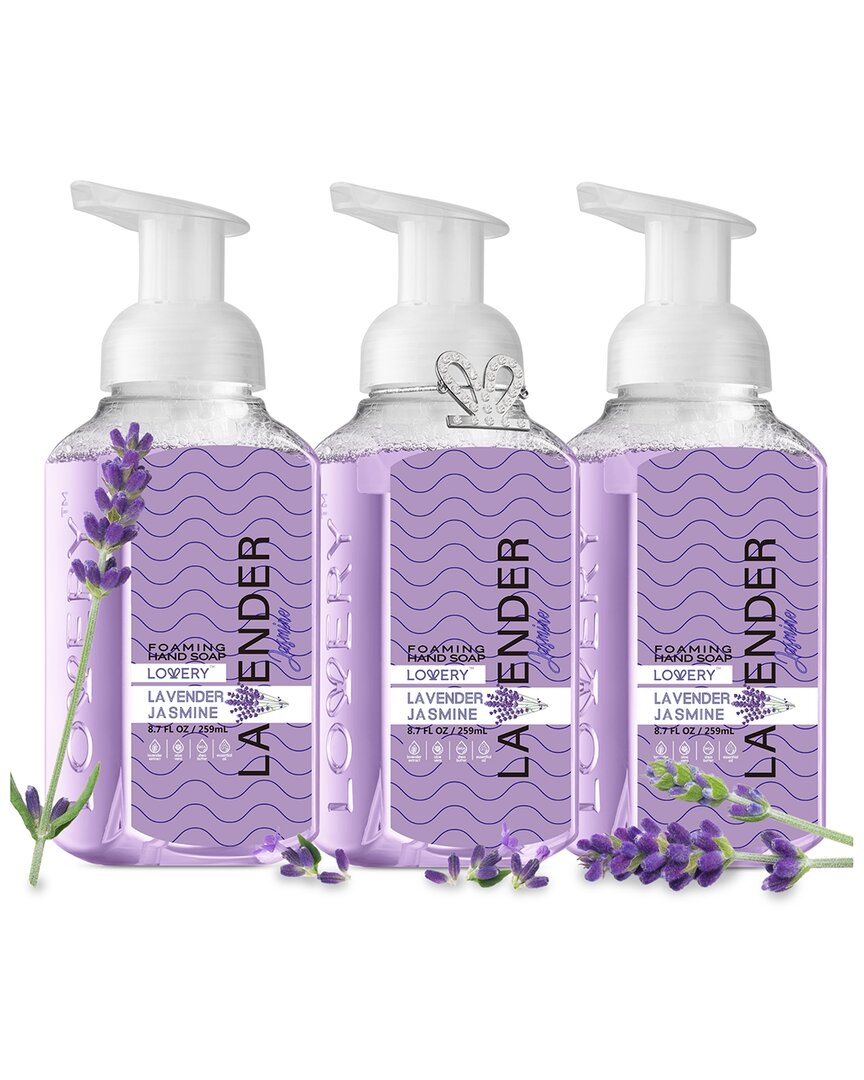 Lovery Set Of 3 Foaming Hand Soaps In Lavender With Aloe Vera And Essential Oils
