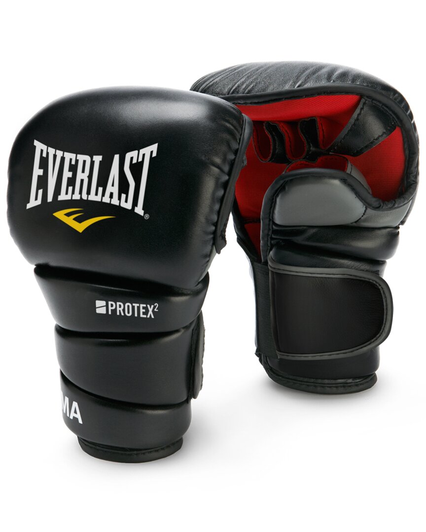 Everlast Large Protex 3 Leather Mma Gloves In Black