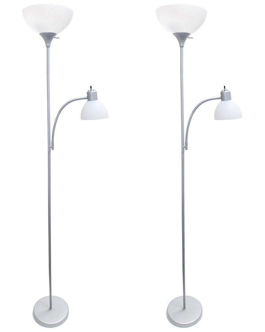 Lalia Home Set Of Two 71.5in Floor Lamps With Reading Light In Black