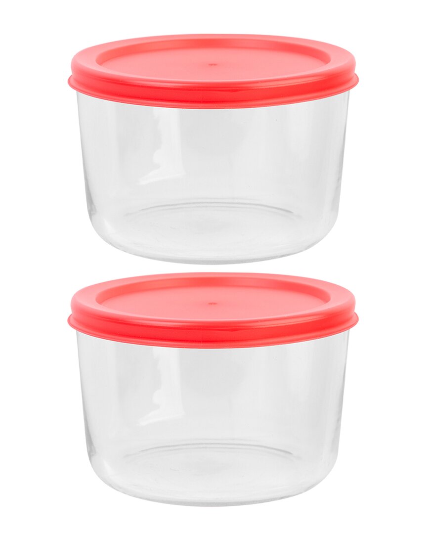 Home Essentials Fresh 1cup 4pc Bowls Red Lids In Clear
