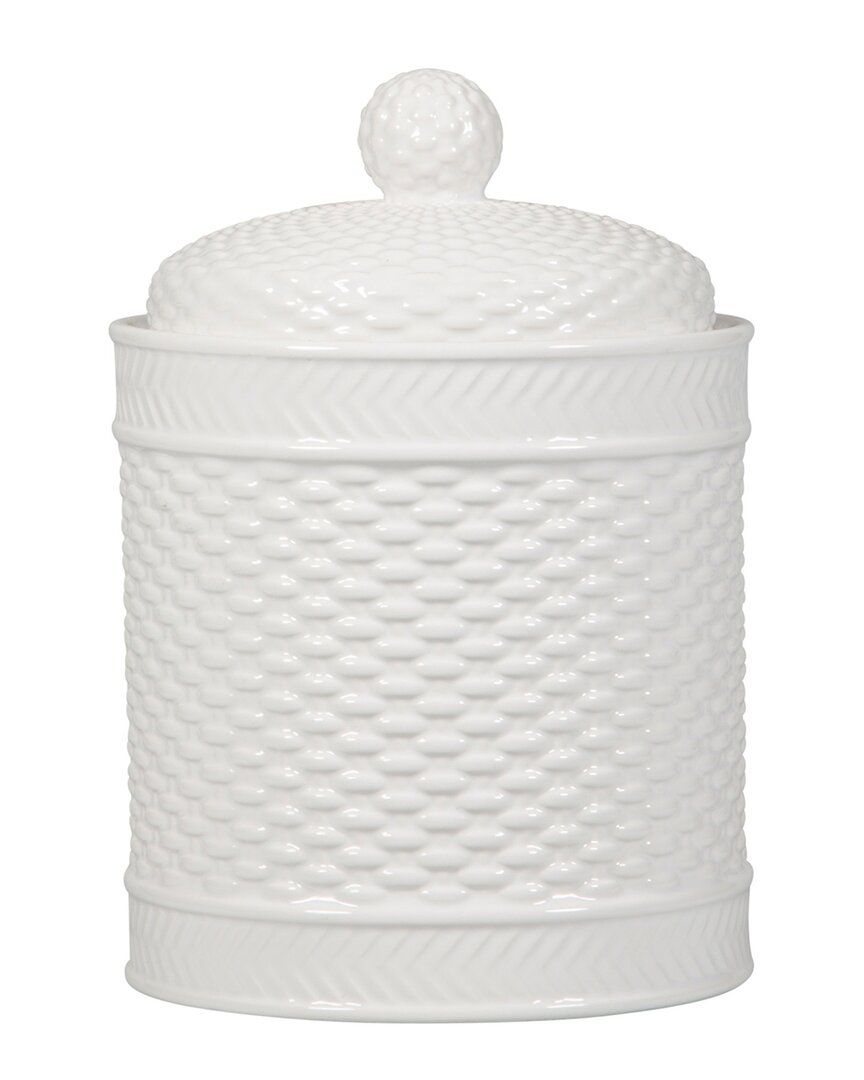 Home Essentials 28oz Rd Basketweave Canister In White
