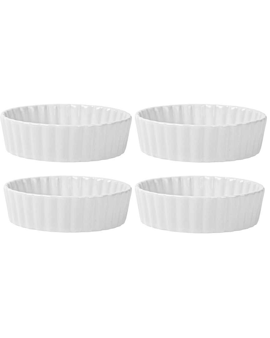 Home Essentials Set Of 4 5in Round Ruffle Mini Bakers In White