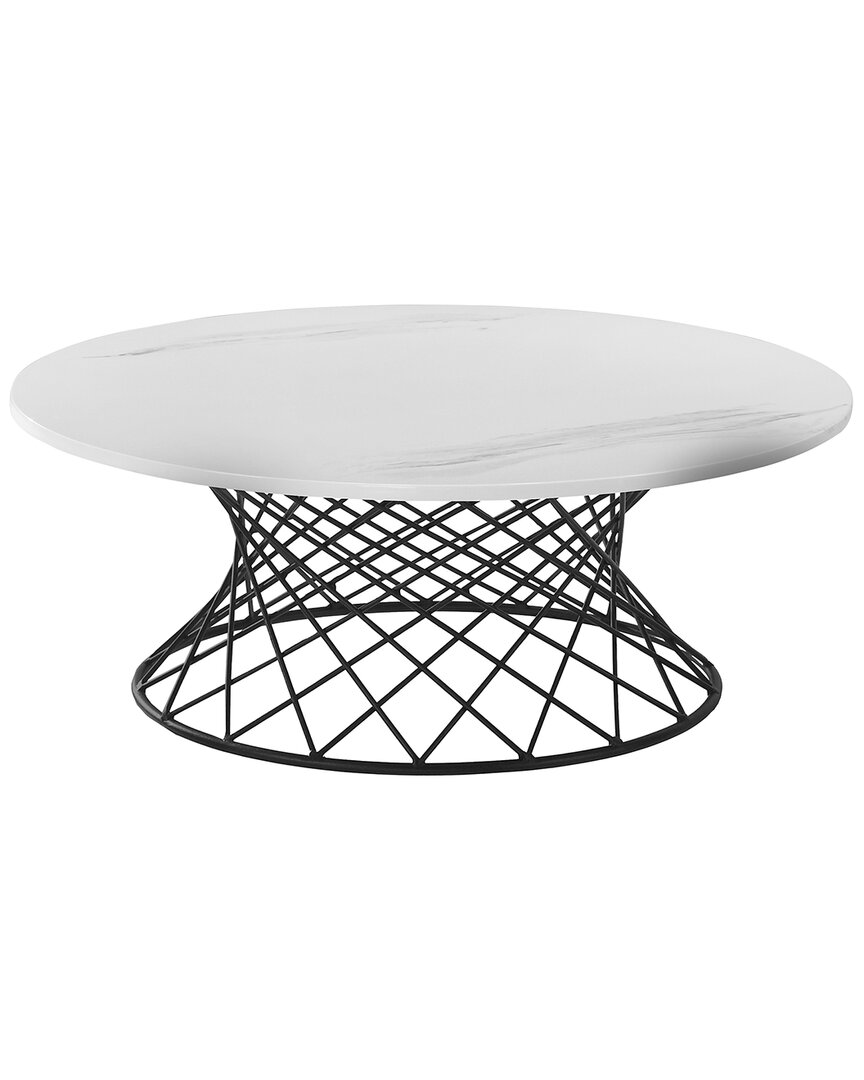 Armen Living Loxley Marble Coffee Table In White