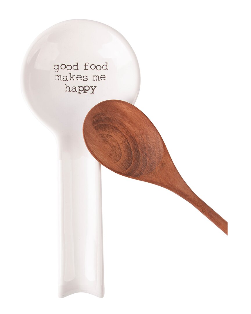 Home Essentials 11.5in Rd Hd Spoonrest Good Food In White