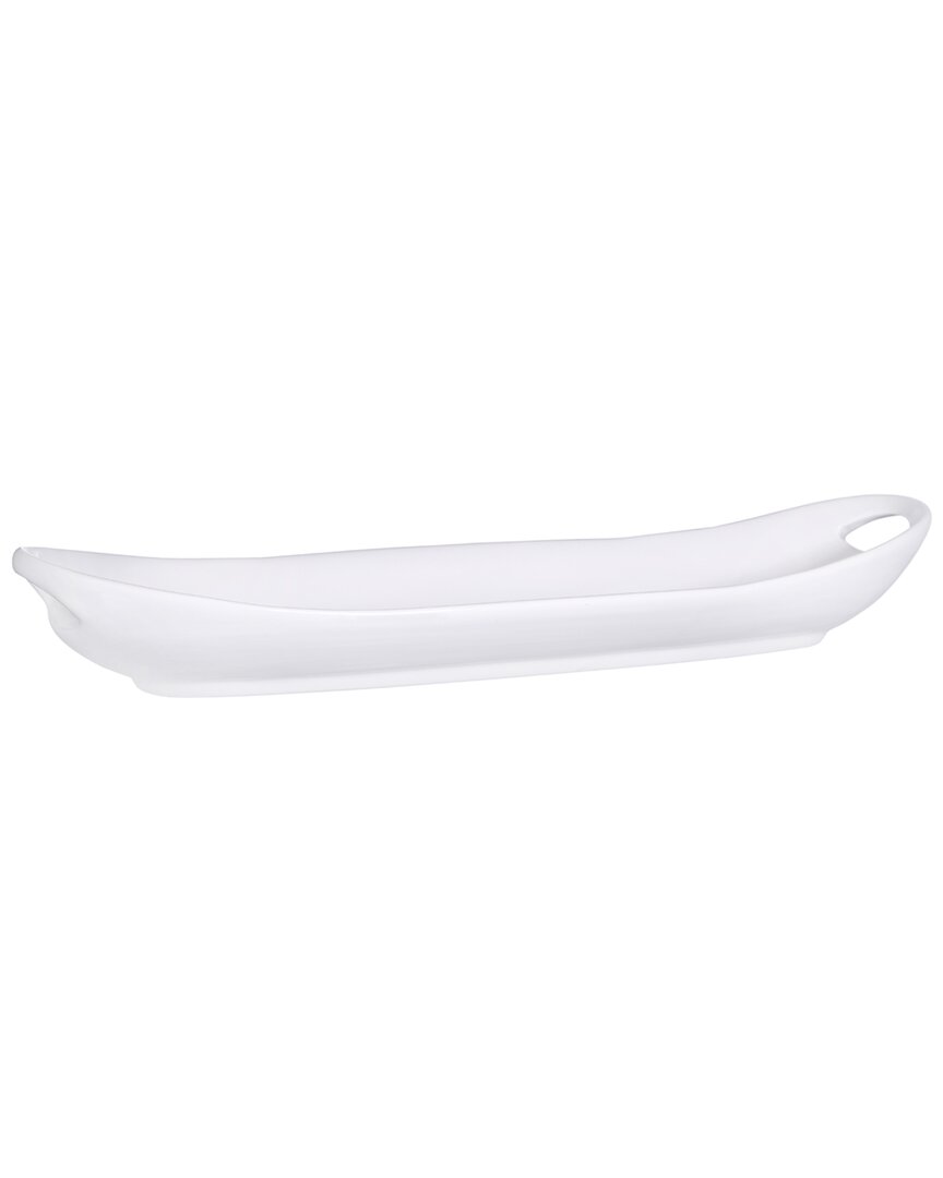 Home Essentials Pure Wht 13.5inl Thin Oval Plate In White