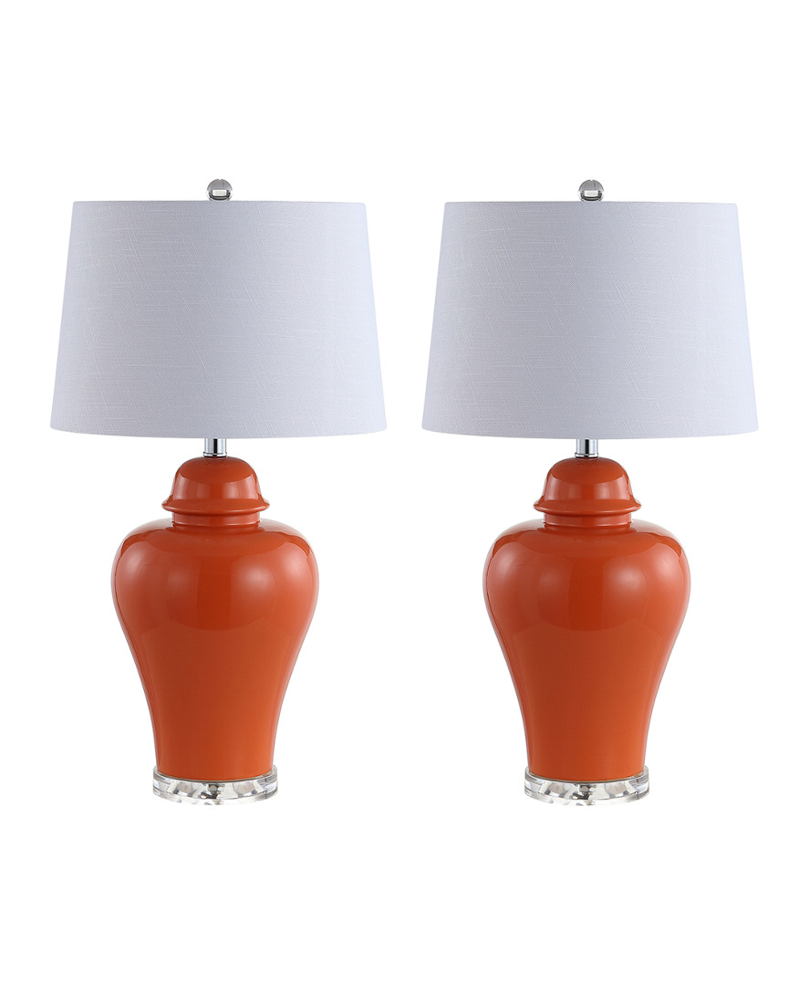 Jonathan Y Set Of 2 Winnie 27in Ceramic Urn Led Table Lamp