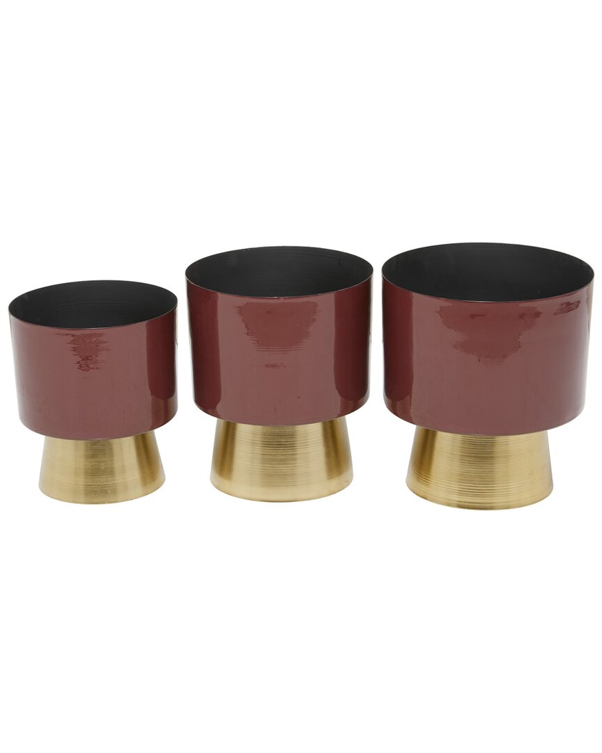 Cosmoliving By Cosmopolitan Set Of 3 Red Modern Planters