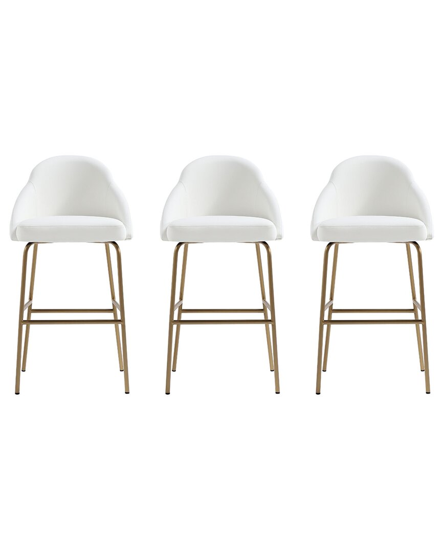 Manhattan Comfort Set Of 3 Gracie Modern Leatherette Barstools With Steel Legs