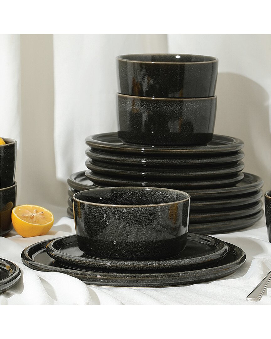 Stone Lain Eden 12pc Dinnerware Set Charcoal Grey