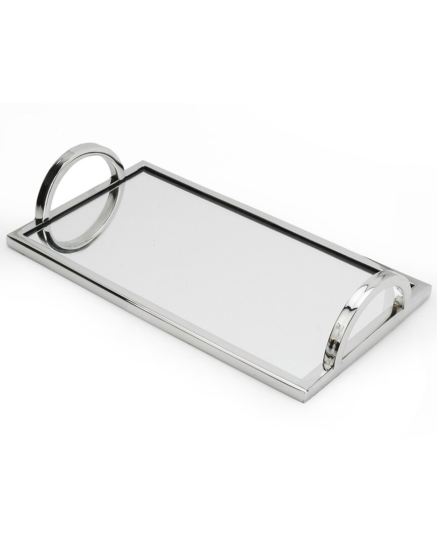 Shop Classic Touch Rectangular Mirror Tray In Silver