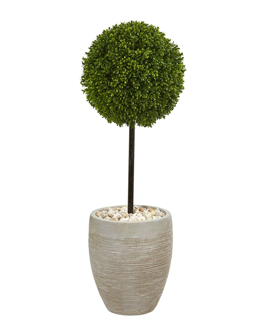 NEARLY NATURAL NEARLY NATURAL 3FT BOXWOOD BALL TOPIARY ARTIFICIAL TREE IN PLANTER