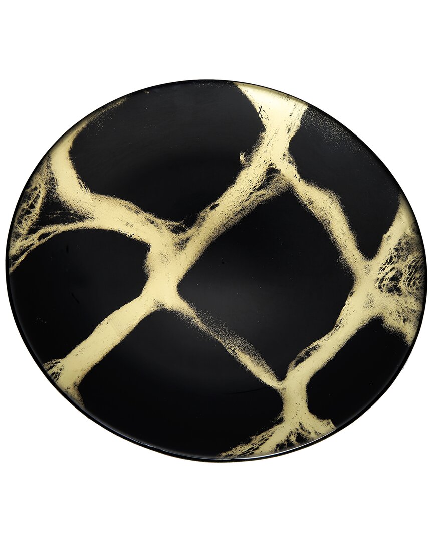Alice Pazkus Black And Gold Marbleized 8.25in Plates