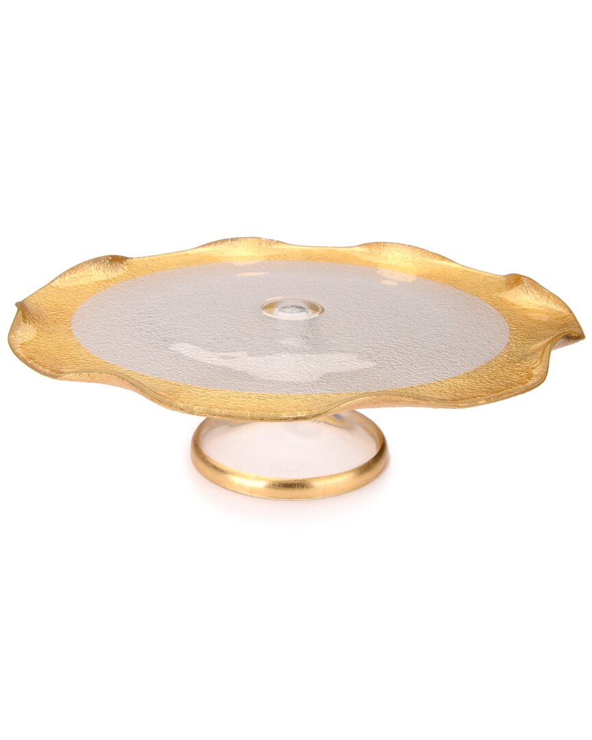Alice Pazkus 12in Footed Cake Stand With Gold