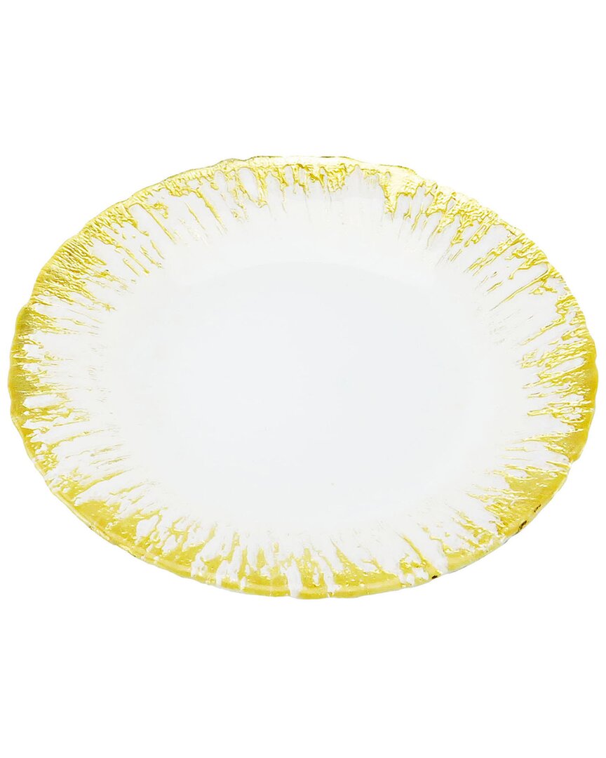 Alice Pazkus Set Of Four 11in Dinner Plates With Flashy Gold Design In Gold
