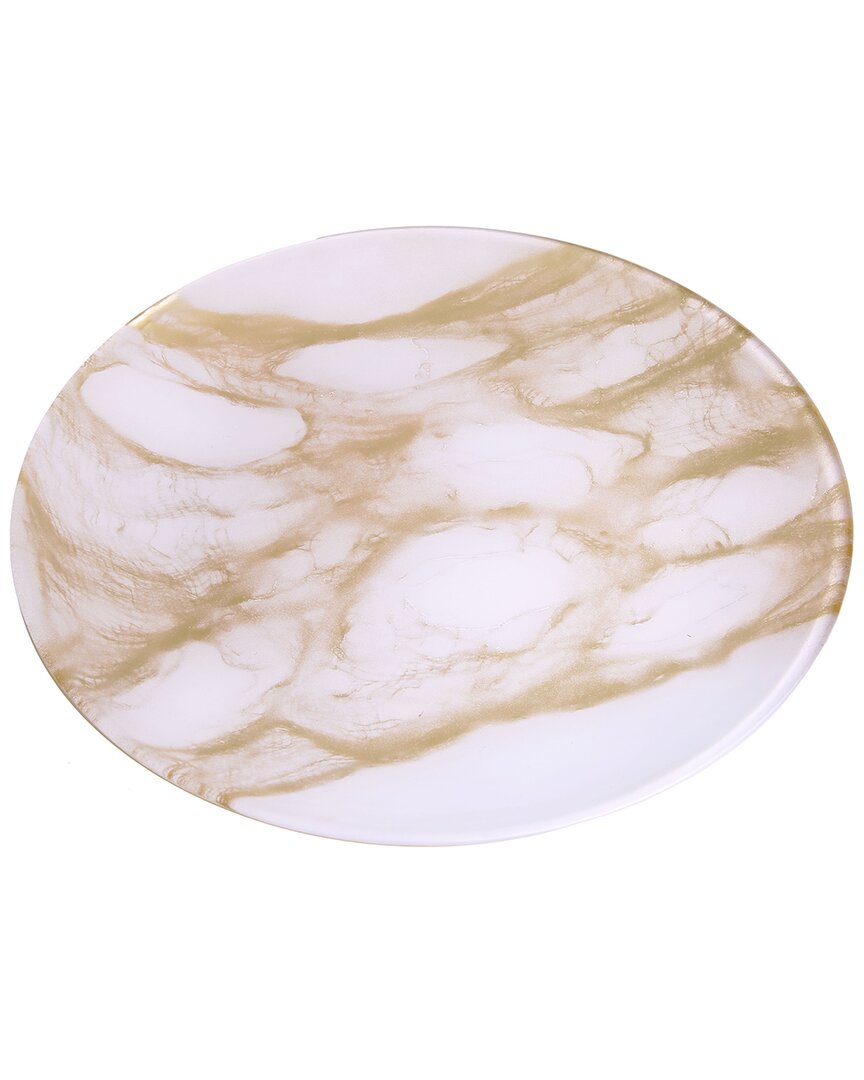 Alice Pazkus Set Of Four Gold And White Marbleized 8.25in Plates