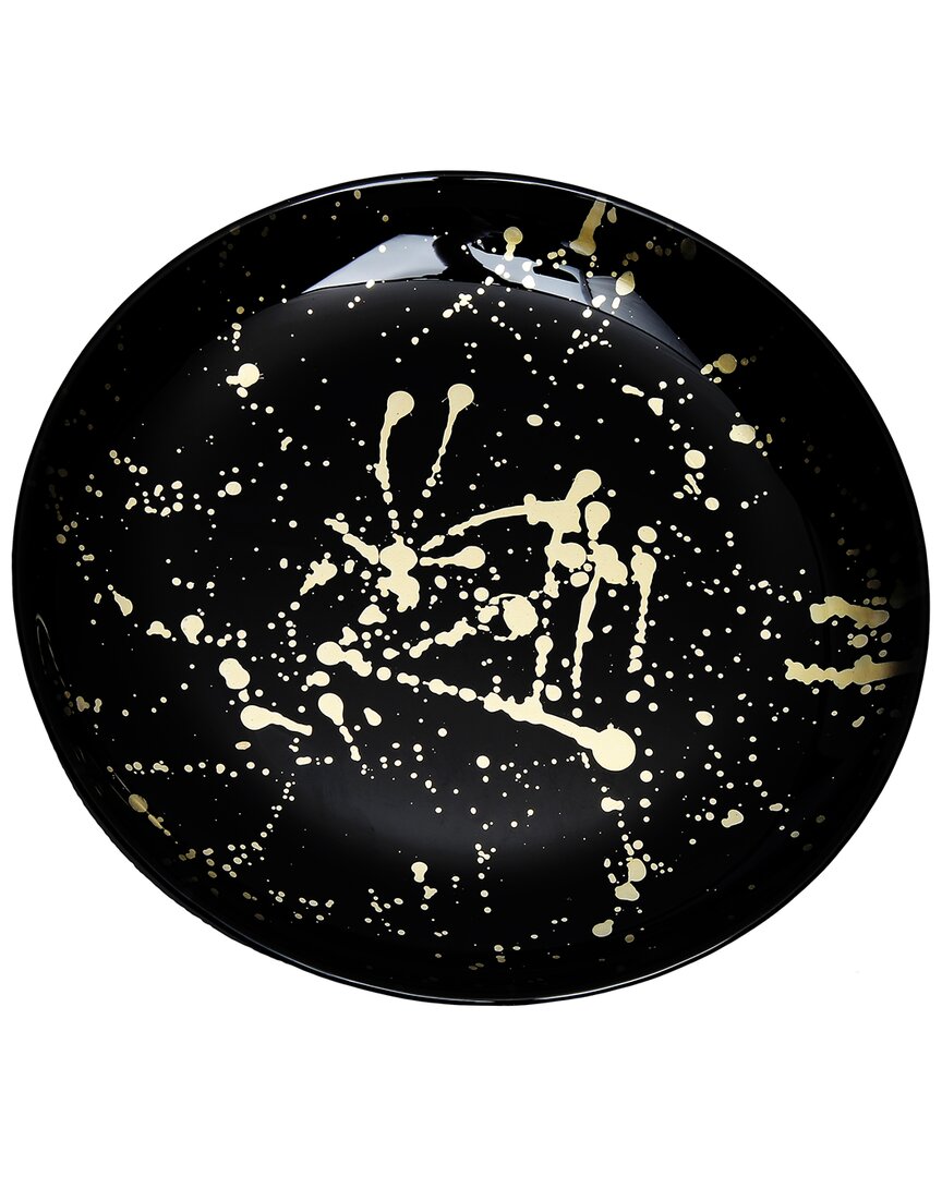 Shop Alice Pazkus Set Of Four 8in Black Plates With Splashy Gold Design