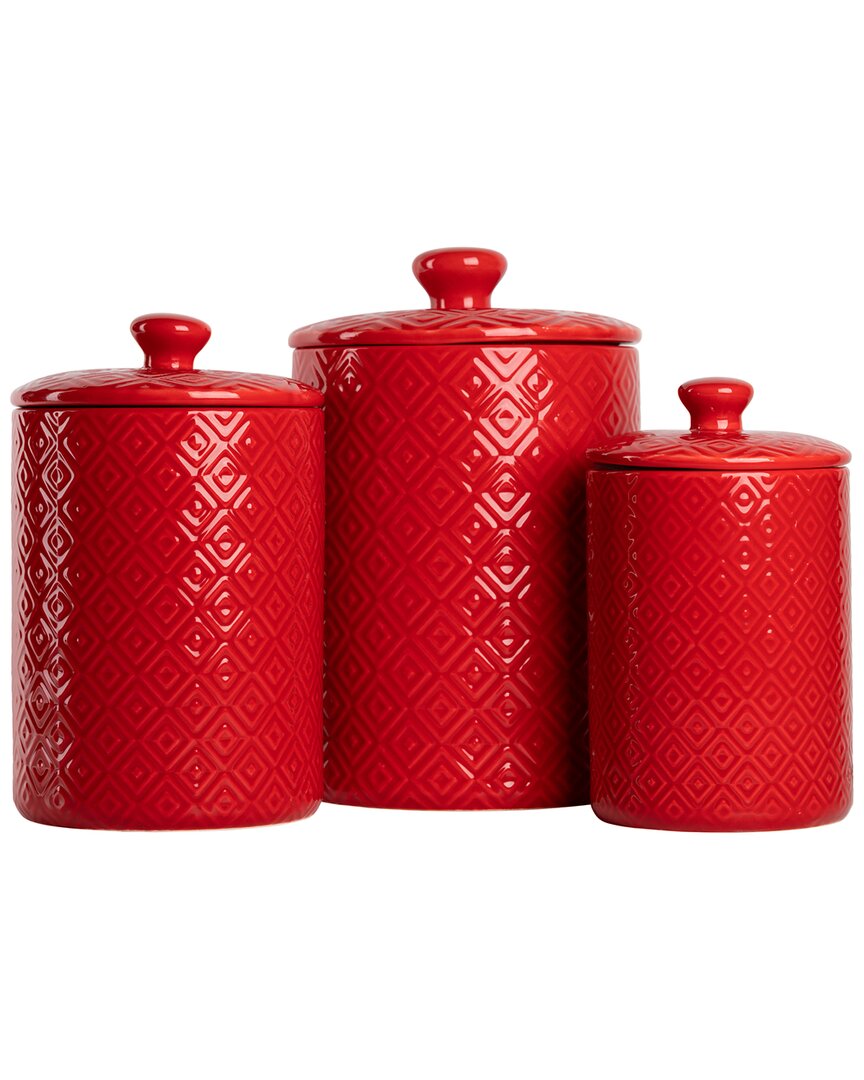 Shop Ten Strawberry Street Diamond 3pc Canister Set In Red