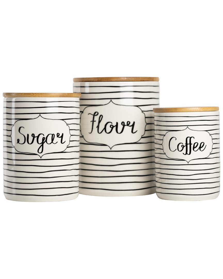 Ten Strawberry Street Everyday Coffee, Sugar & Flour Canisters In Black/white