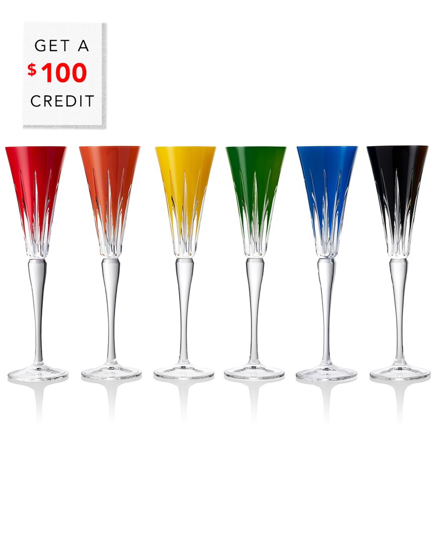 Waterford New Year Firework Champagne Flute Glasses, Set Of 6 Mixed In Multicolor