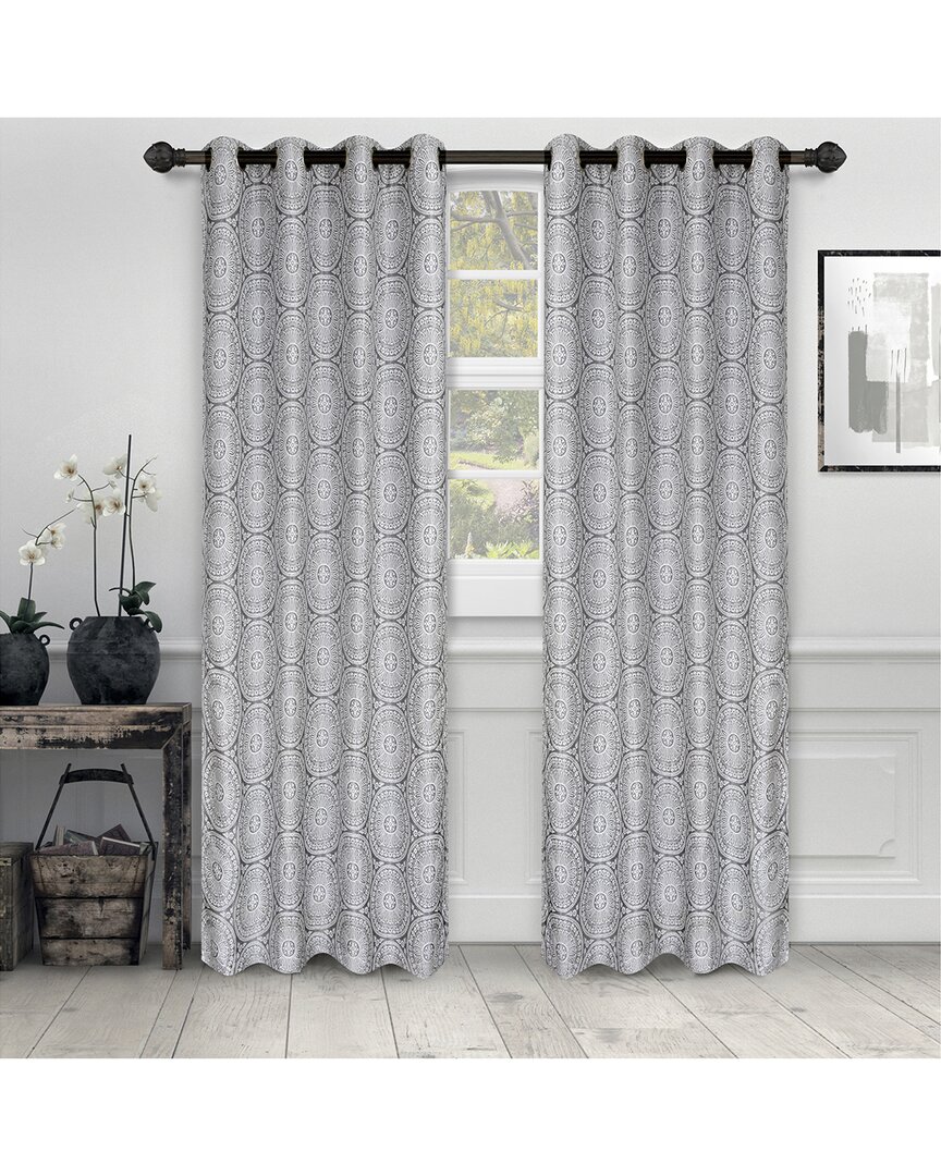 Superior Set Of 2 Eminence Jacquard Curtains In Gray