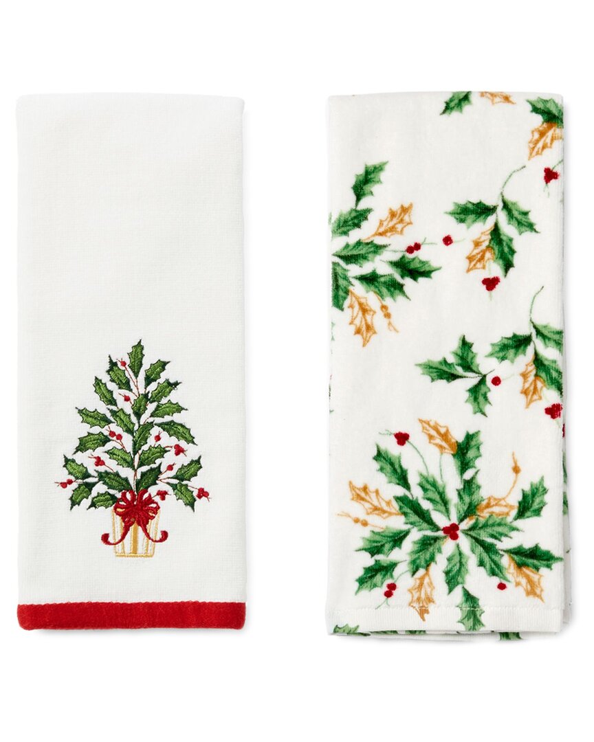Lenox Set Of 2 Holiday Tree Kitchen Towels In Multi