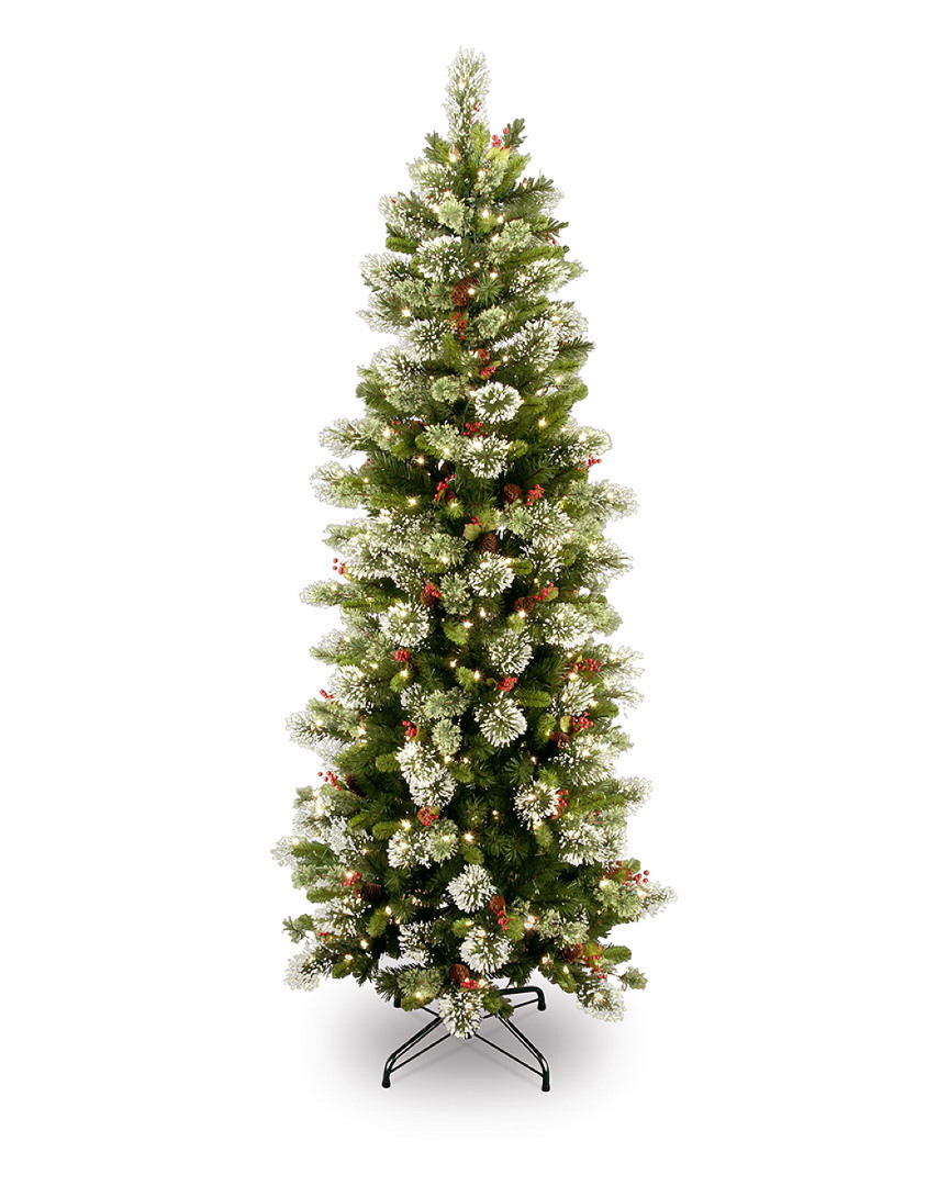 National Tree Company 7.5ft Wintry Pine Slim Hinged Tree With 400 Clear Lights