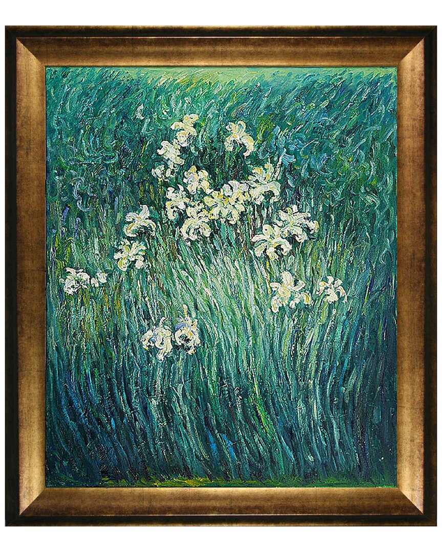 Handpainted Hued Hand-painted Masterpieces Yellow Irises By Claude Monet In Beige