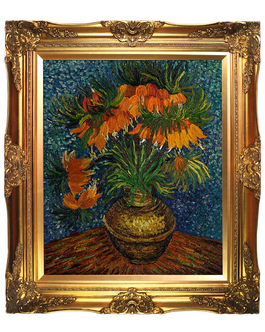 Handpainted Hued Hand-painted Masterpieces Crown Imperial Fritillaries In A Copper Vase By Vincent Van Gogh In Beige