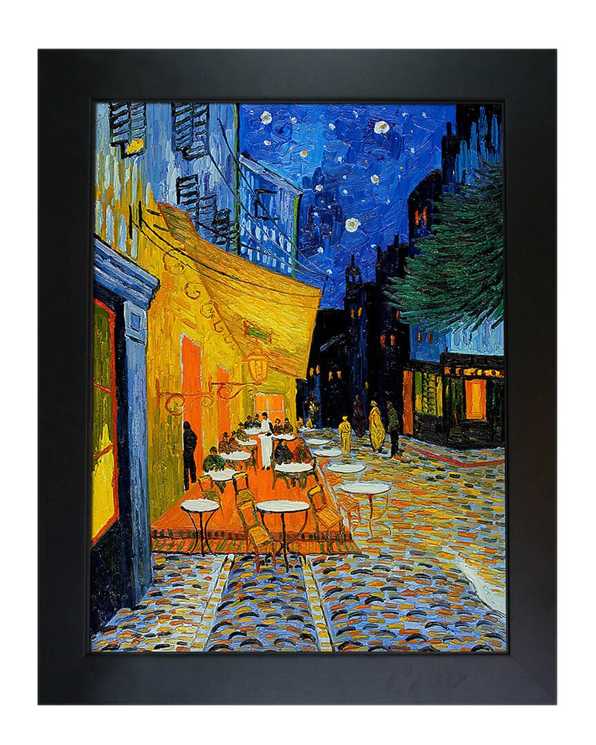 Handpainted Hued Hand-painted Masterpieces Cafe Terrace At Night By Vincent Van Gogh In Beige