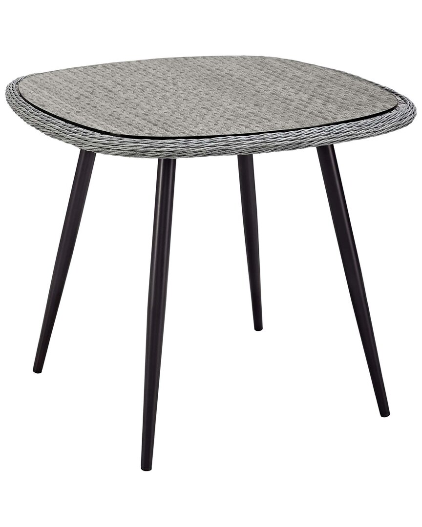 Modway Outdoor Endeavor 36in Outdoor Patio Wicker Rattan Dining Table In Gray