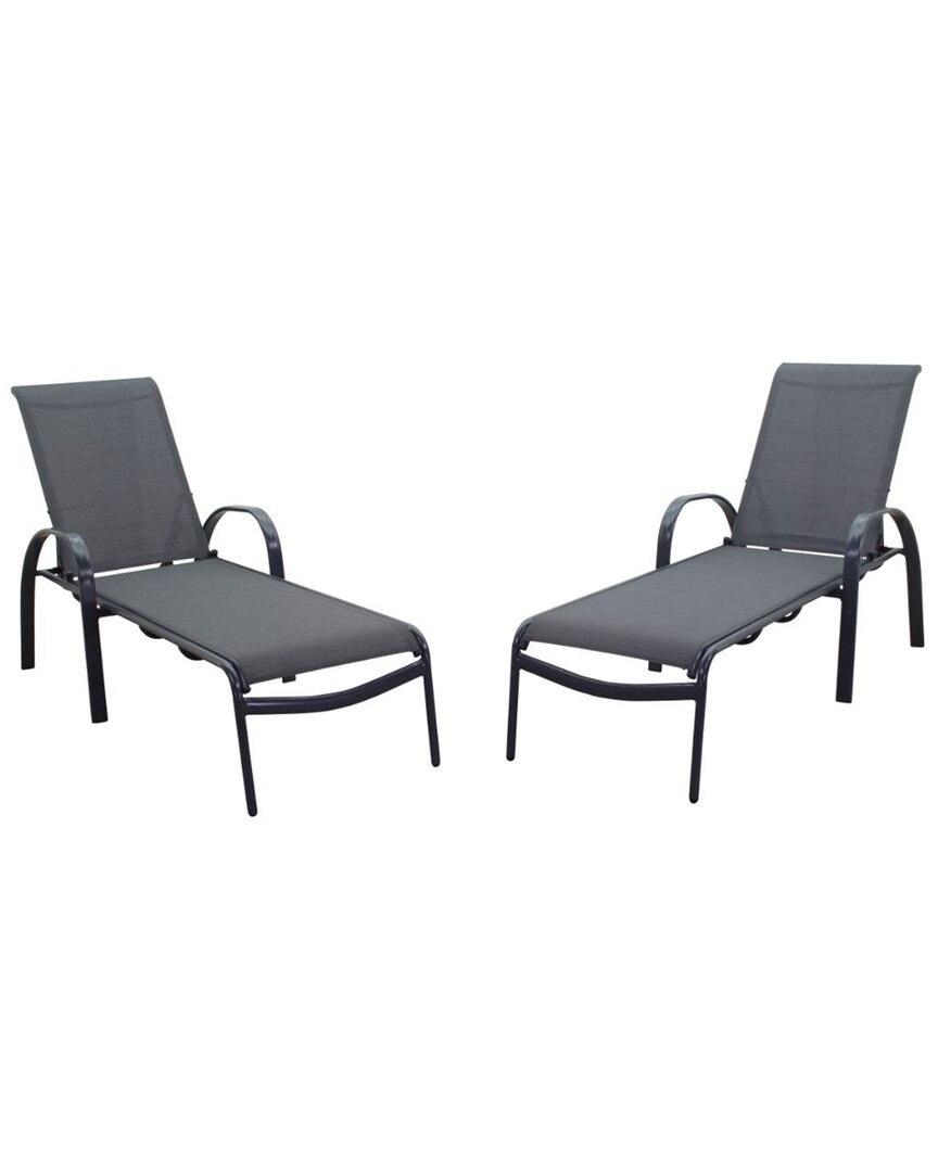Courtyard Casual Set Of 2 Santa Fe Outdoor Chaise Lounge Chairs In Silver