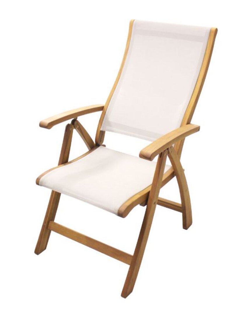 Courtyard Casual Heritage Teak Sling Recliner Chair In Natural