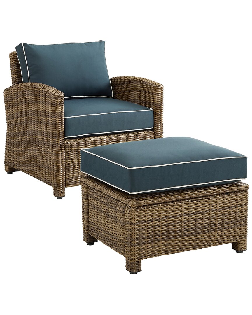 Crosley Bradenton Outdoor Wicker Chair Set, 2 Piece In Navy