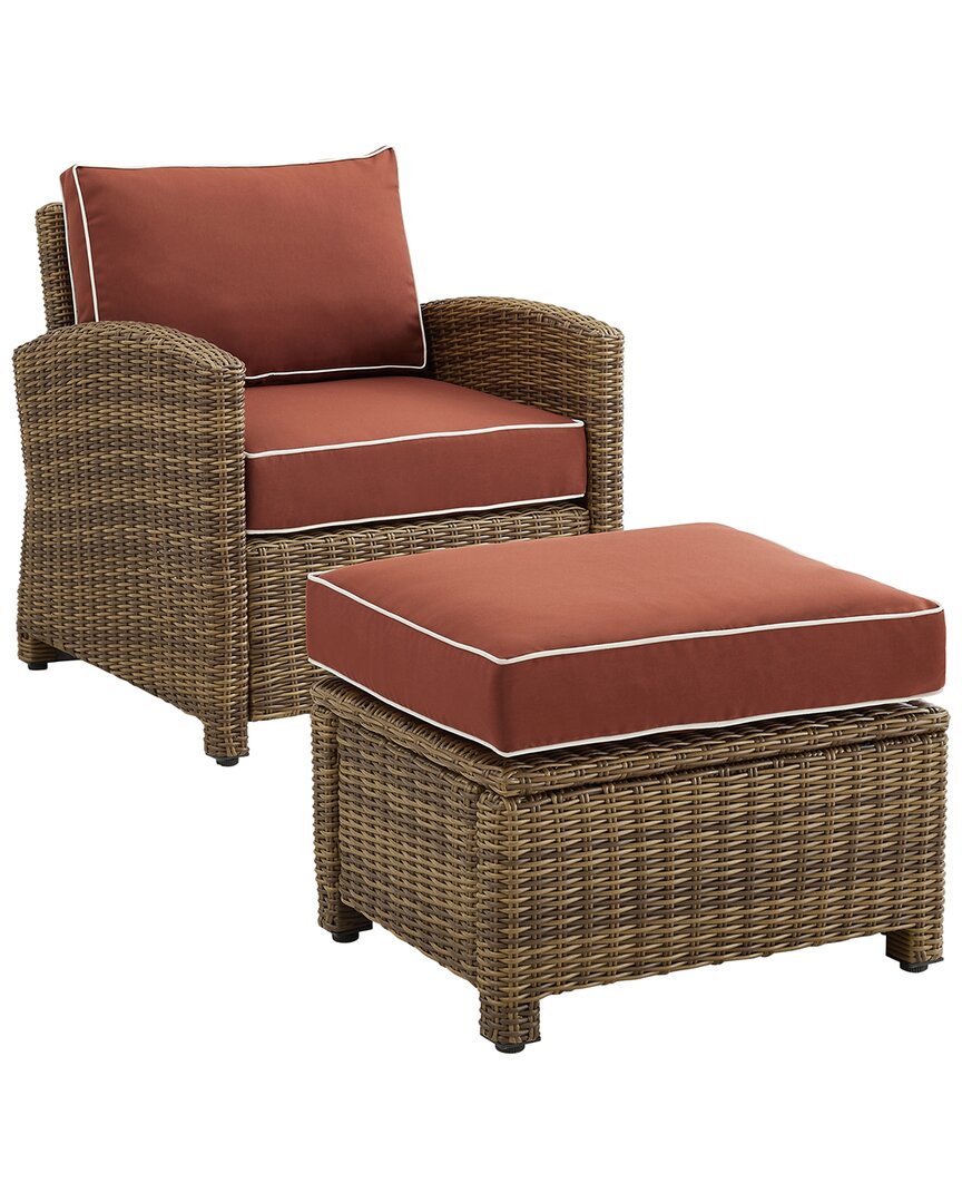 Shop Crosley Bradenton 2pc Outdoor Wicker Chair Set In Red