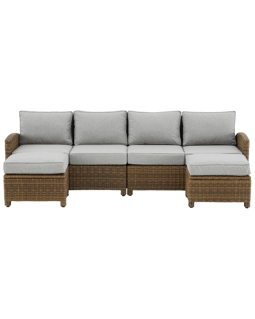 Crosley Bradenton 4pc Outdoor Wicker Sectional Set In Gray