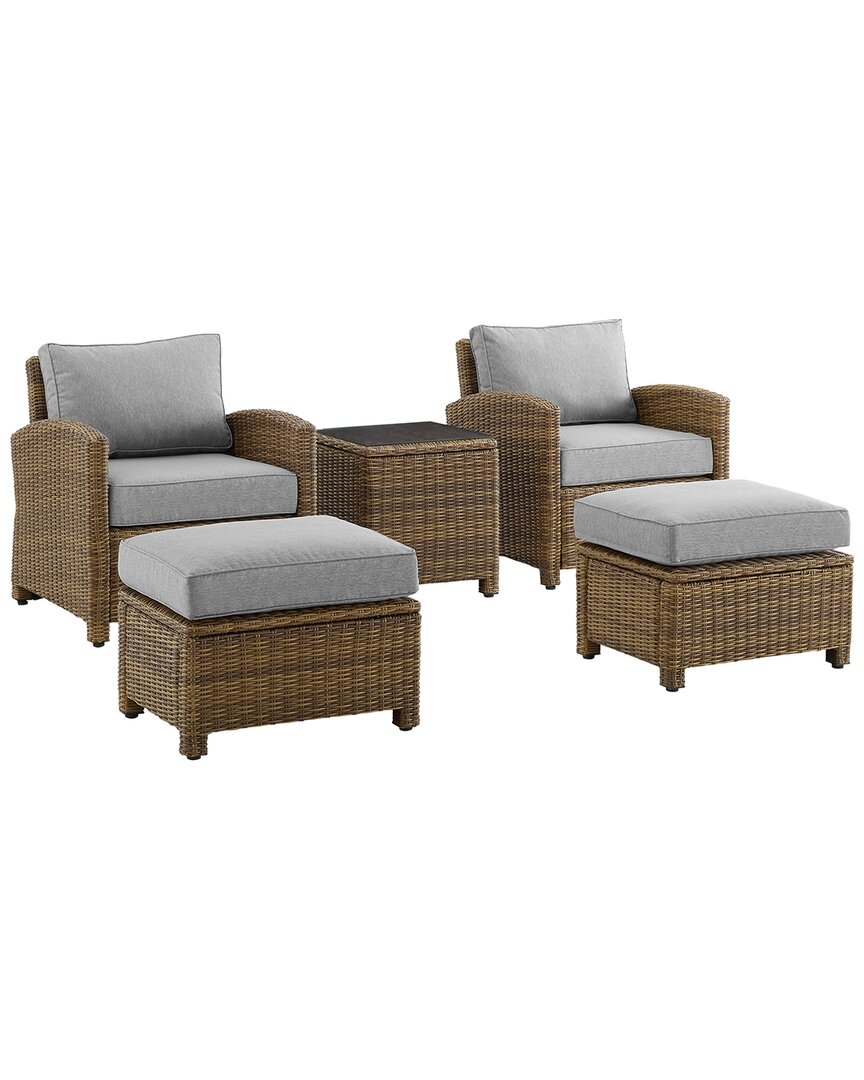 Crosley Bradenton 5pc Outdoor Wicker Chair Set In Gray