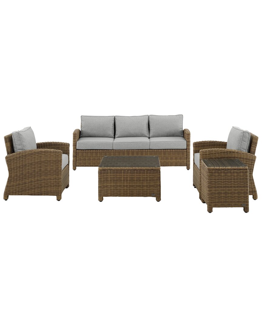 Crosley Bradenton 5pc Outdoor Wicker Sofa Set In Gray