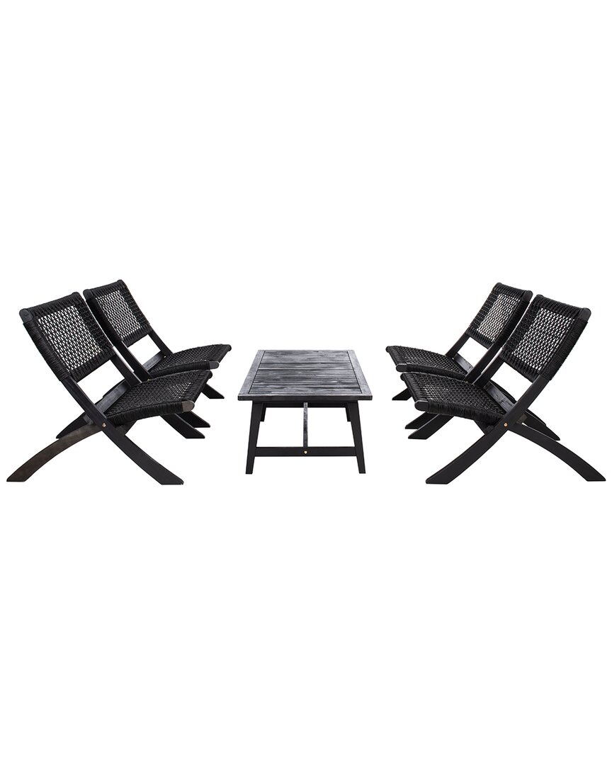 Safavieh Blaze Outdoor Black 5pc Coffee Table Set In Black