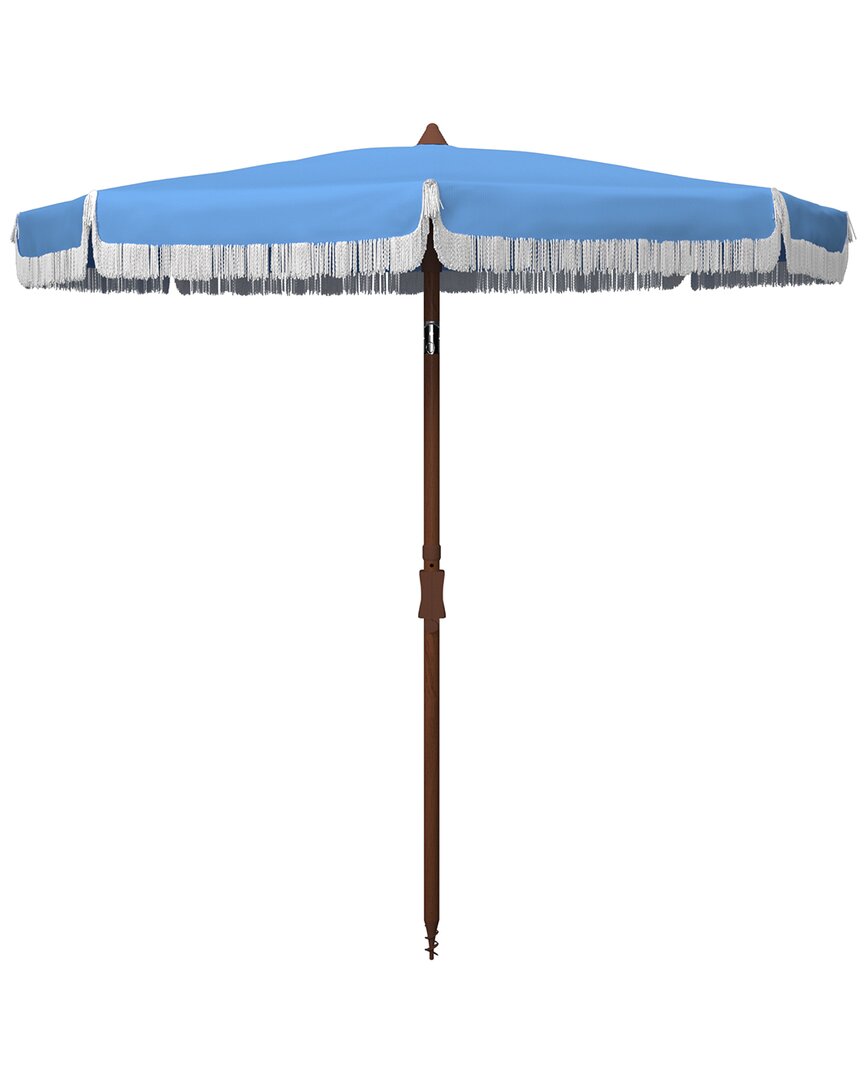 Safavieh Estonia 6.5 Ft Fringe Umbrella In Blue