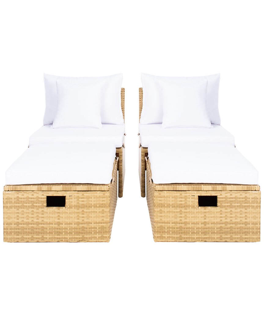 Safavieh Pramla Outdoor Sette With Ottoman In Natural