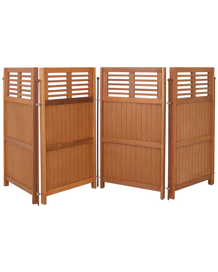 Sunnydaze Folding Outdoor Wood Privacy Screen In Brown